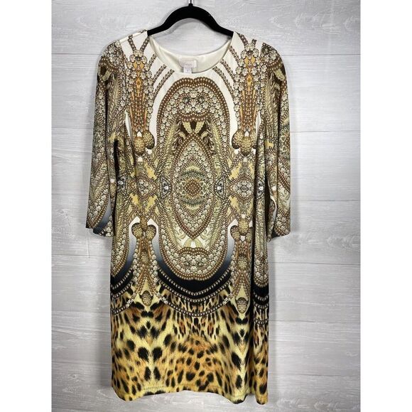 Chicos Leopard Dress - Size 1 (Medium / Size 8) - Excellent Condition - Picture 1 of 9